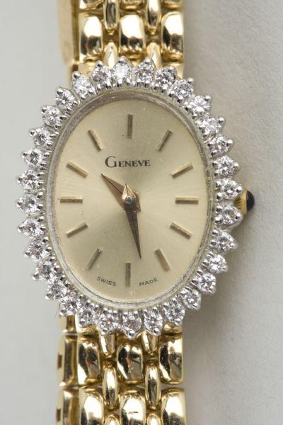 Appraisal: KT Yellow Gold Diamond Geneva Lady's Watch with round diamonds