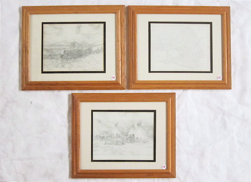 Appraisal: EDWARD B QUIGLEY THREE GRAPHITE SKETCHES ON PAPER Oregon -