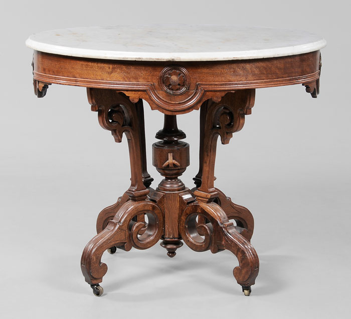 Appraisal: Victorian Marble-Top Center Table American third quarter th century oval