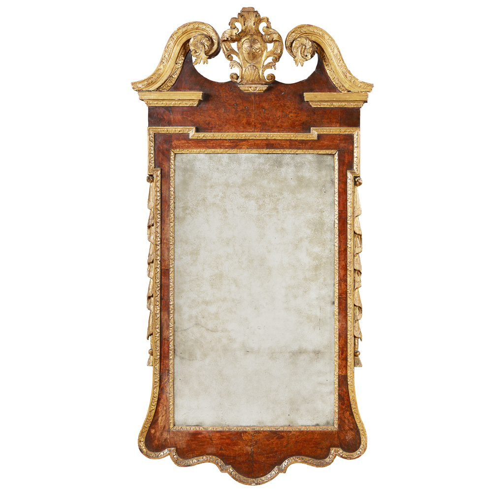 Appraisal: FINE GEORGE II WALNUT AND PARCEL GILT PIER MIRROR MID