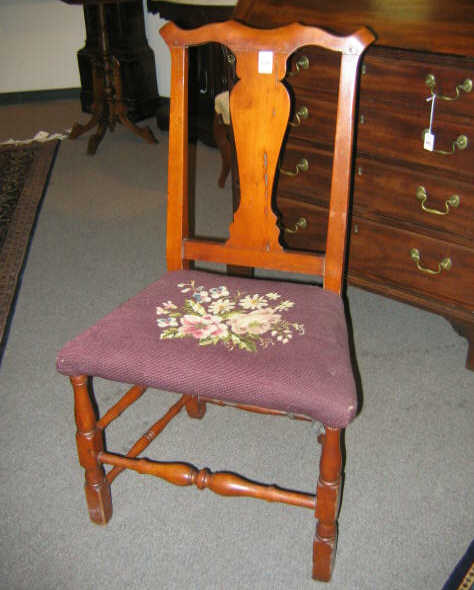 Appraisal: AMERICAN EIGHTEENTH CENTURY SIDE CHAIR With needlepoint seat Estimate -