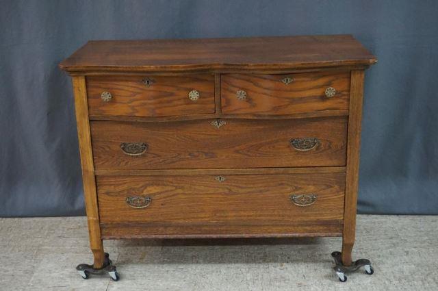 Appraisal: Antique Oak Serpentine Front Dresser 's- 's era - Solid