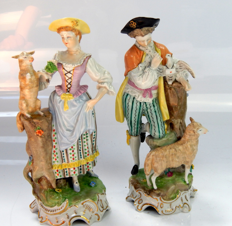 Appraisal: Two Dresden figures of thC style man and woman with