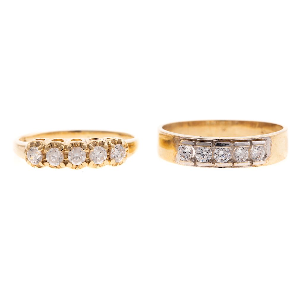 Appraisal: A Pair of Ladies Diamond Bands in Gold K yellow