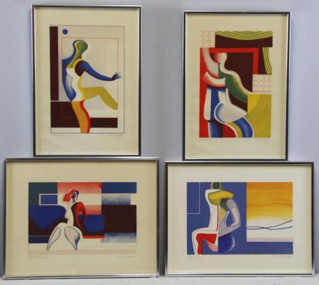 Appraisal: DASKALOFF Georgi Set of Color FiguralLithographs All signed and inscribed