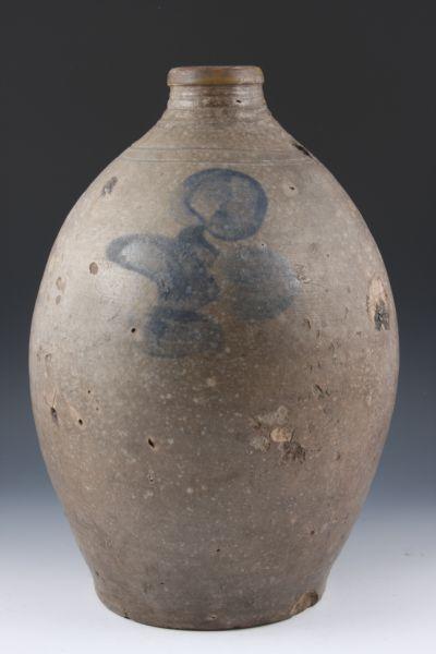 Appraisal: Stoneware Ovoid Cobalt Decorated Jug th c possibly VA cobalt