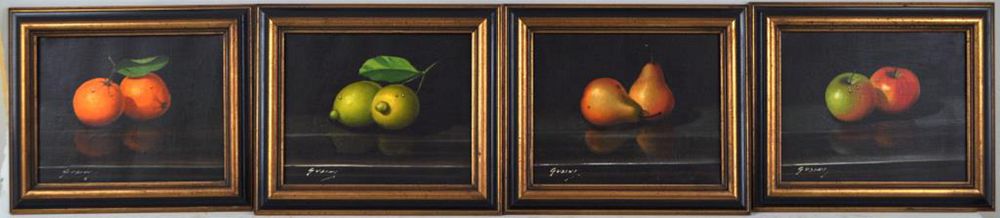 Appraisal: Four Fruit Still Life Artworks after Antonio Gusini Italian th