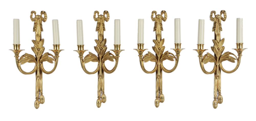 Appraisal: Set of Four Louis XVI Style Gilt Bronze Sconces French