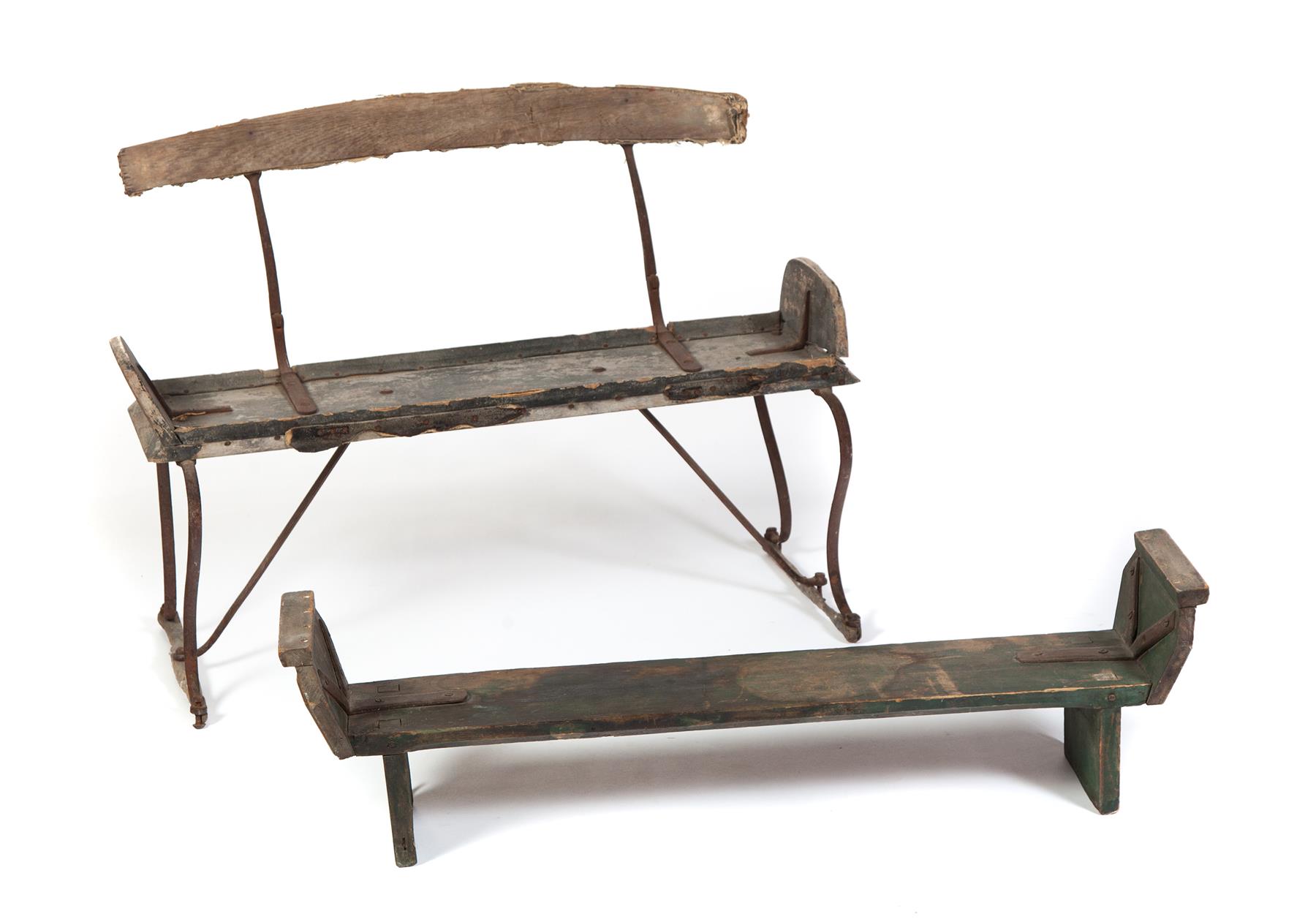 Appraisal: TWO CHILD SIZED WAGON SEATS American nd half- th century