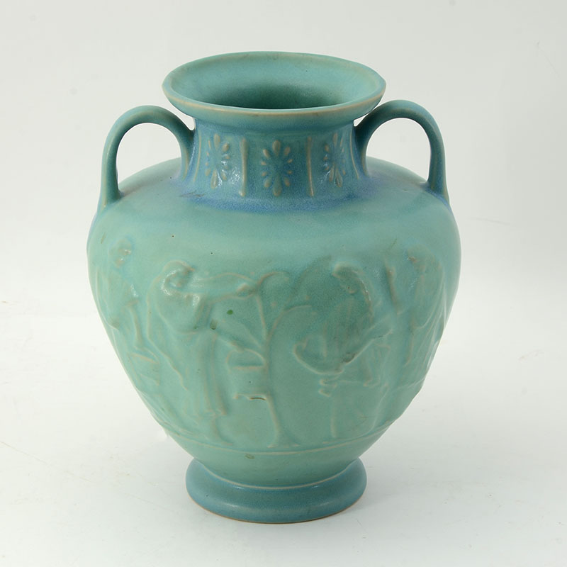 Appraisal: VAN BRIGGLE POTTERY GREEK URN HANDLED VASE Later th century