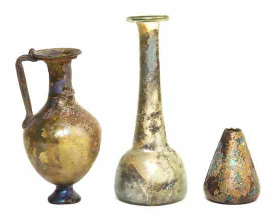 Appraisal: A Collection of Ancient Glass Vessels comprising a bud vase