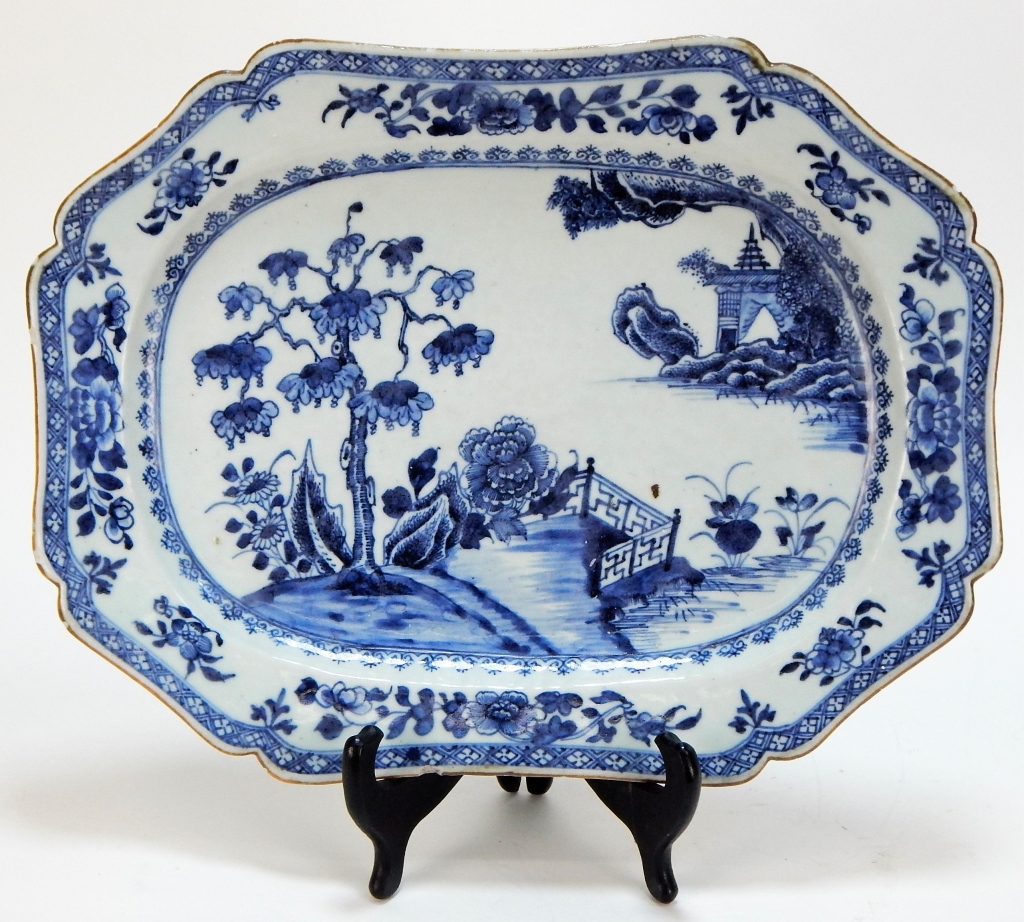 Appraisal: C CHINESE NANKING BOTANICAL PORCELAIN PLATTER China th CenturyBlue and