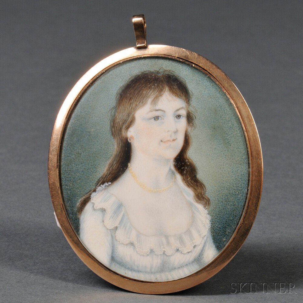 Appraisal: American School Early th Century Portrait Miniature of a Young