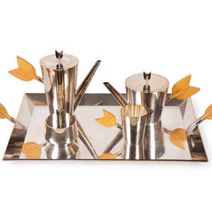 Appraisal: An Italian Modernist Silver Tea Set Gio Ponti s in