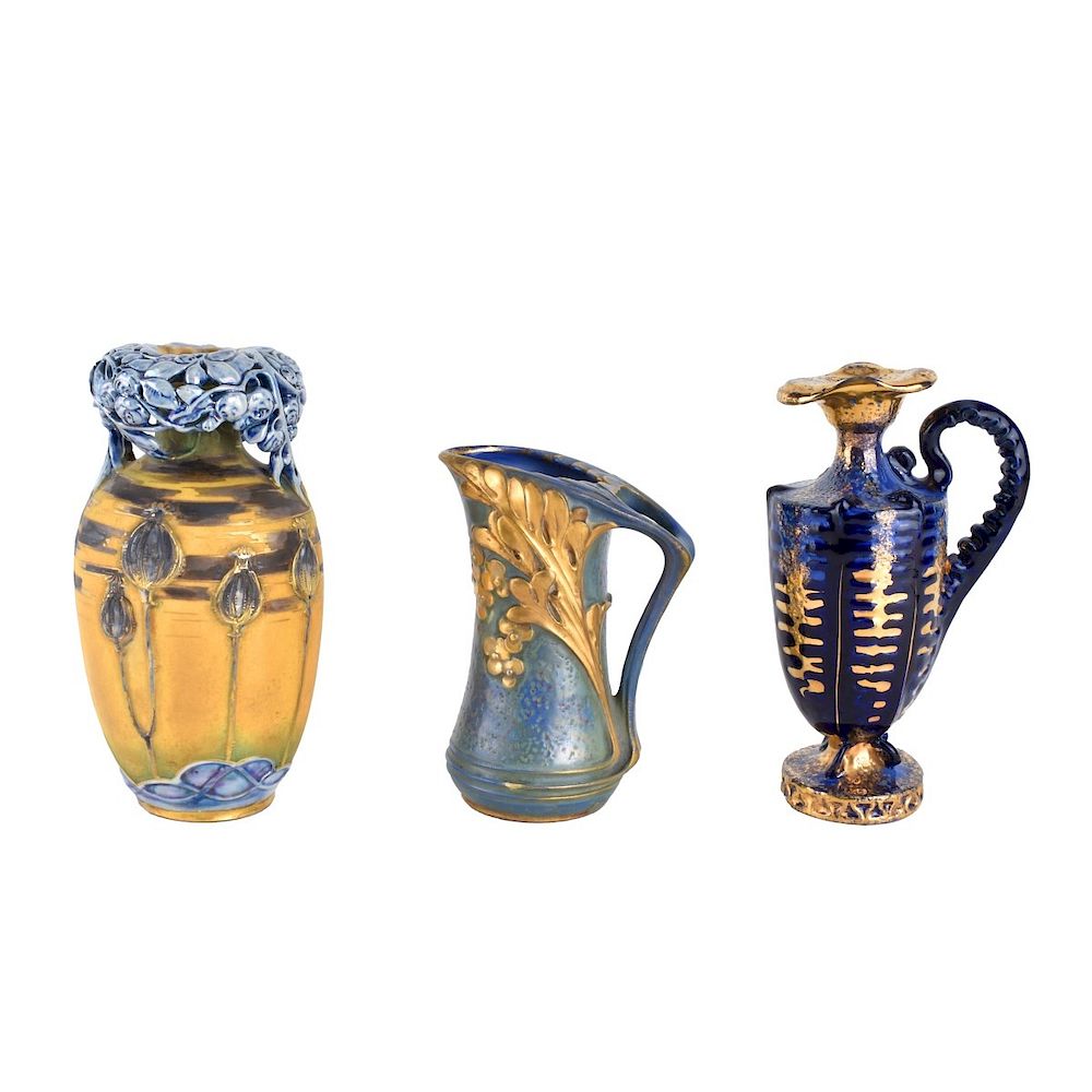 Appraisal: Three Amphora Tableware Three Amphora Art Nouveau Pottery Tableware Includes