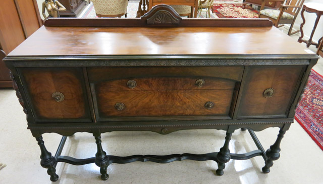 Appraisal: WILLIAM MARY STYLE WALNUT SIDEBOARD American c s having two