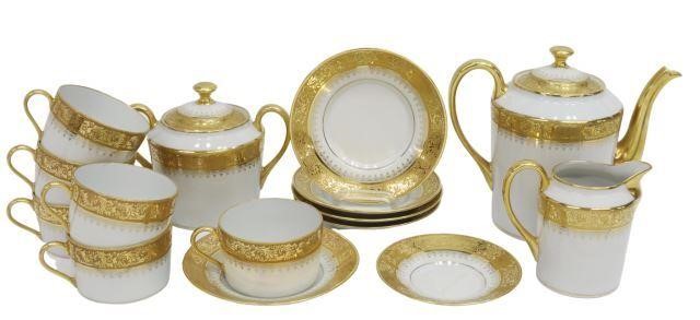 Appraisal: lot of French Limoges gilt encrusted porcelain tea service th