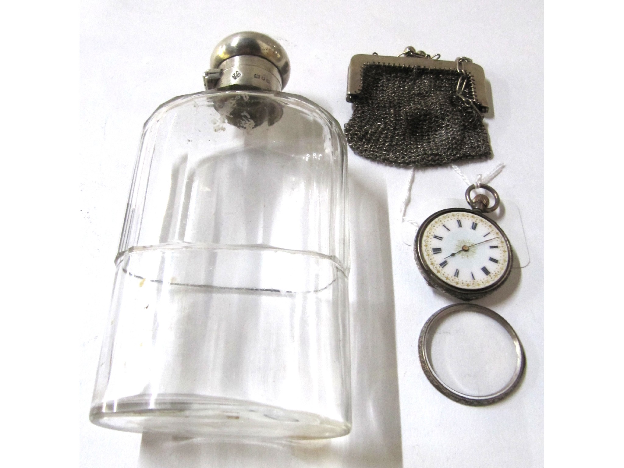 Appraisal: A lot comprising a hip flask a metal purse and