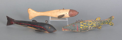 Appraisal: Three fish decoys early mid th c l