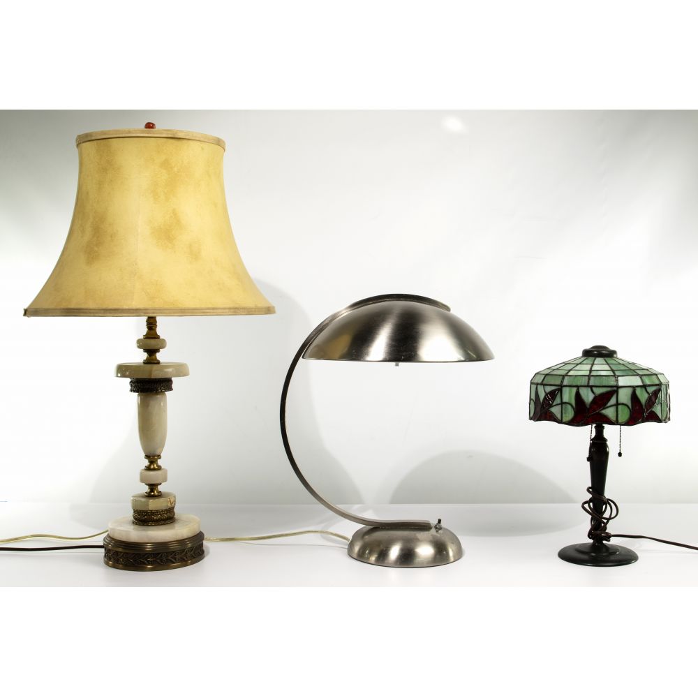 Appraisal: TABLE LAMP ASSORTMENT lamps including an alabaster base and cream