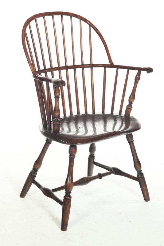 Appraisal: WINDSOR ARMCHAIR American early th century Turned splayed legs ''H''