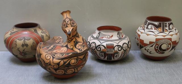 Appraisal: Group of Signed Native American Pottery Signed from left to