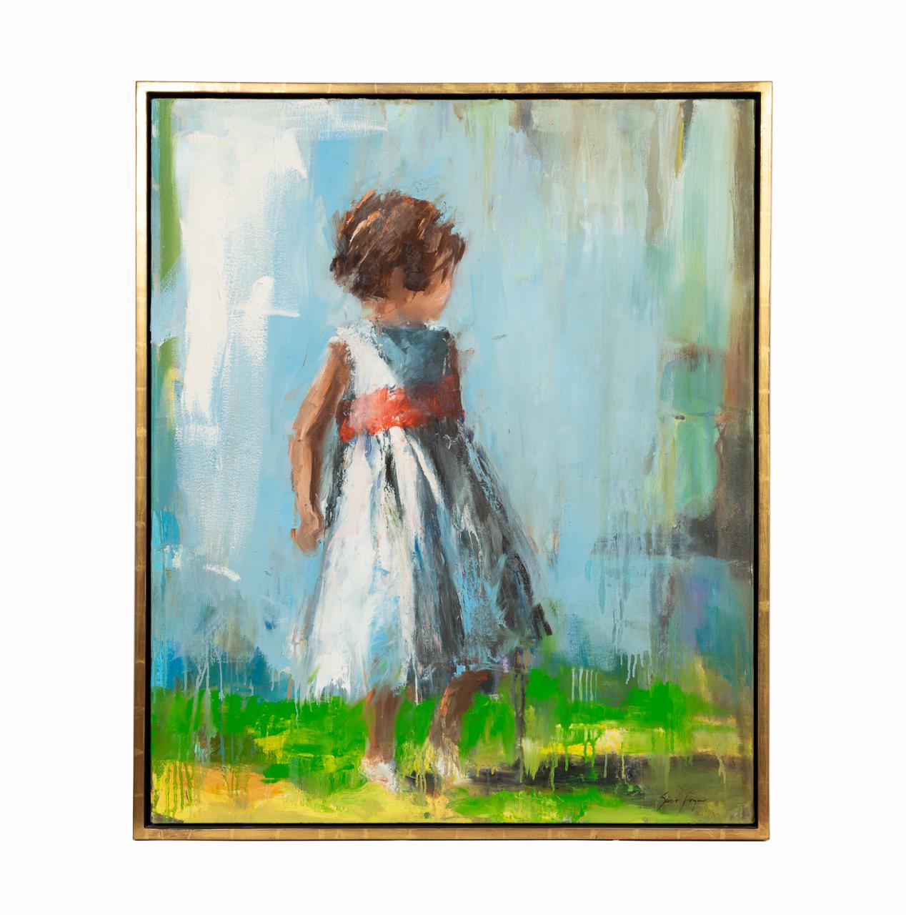 Appraisal: SUSIE PRYOR RED SASH CHILD IN WHITE DRESS O C