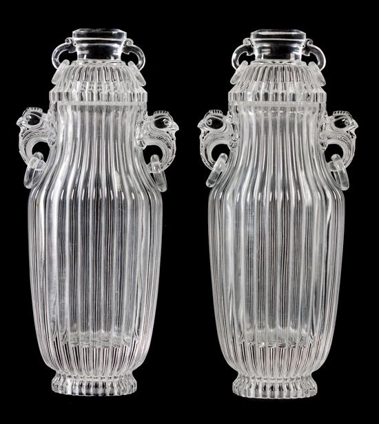 Appraisal: Sale Lot A Pair of Chinese Carved Rock Crystal Urns