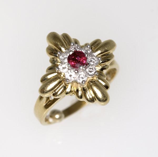 Appraisal: TIFFANY CO Ruby and diamond ring in k yg and