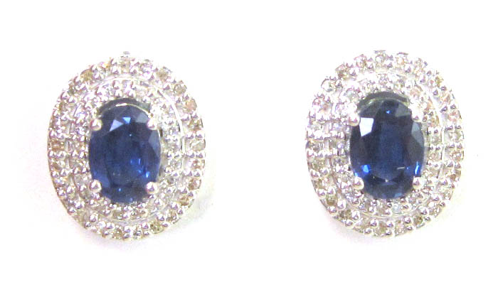 Appraisal: PAIR OF SAPPHIRE AND DIAMOND EARRINGS each k white gold