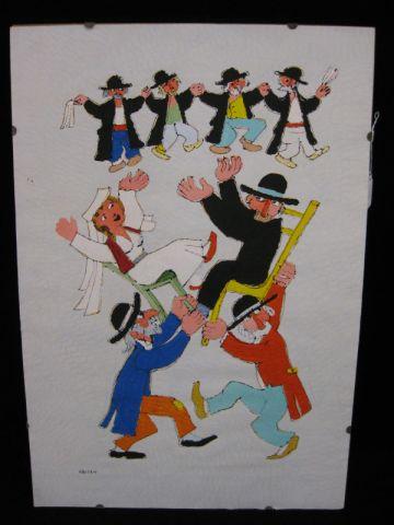 Appraisal: Jovan Obican Wedding Dance Jewish wedding scene painting on paper