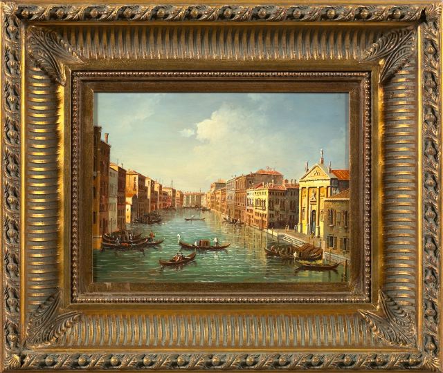 Appraisal: Continental School th Century Gondolas on a Busy Venetian Canal