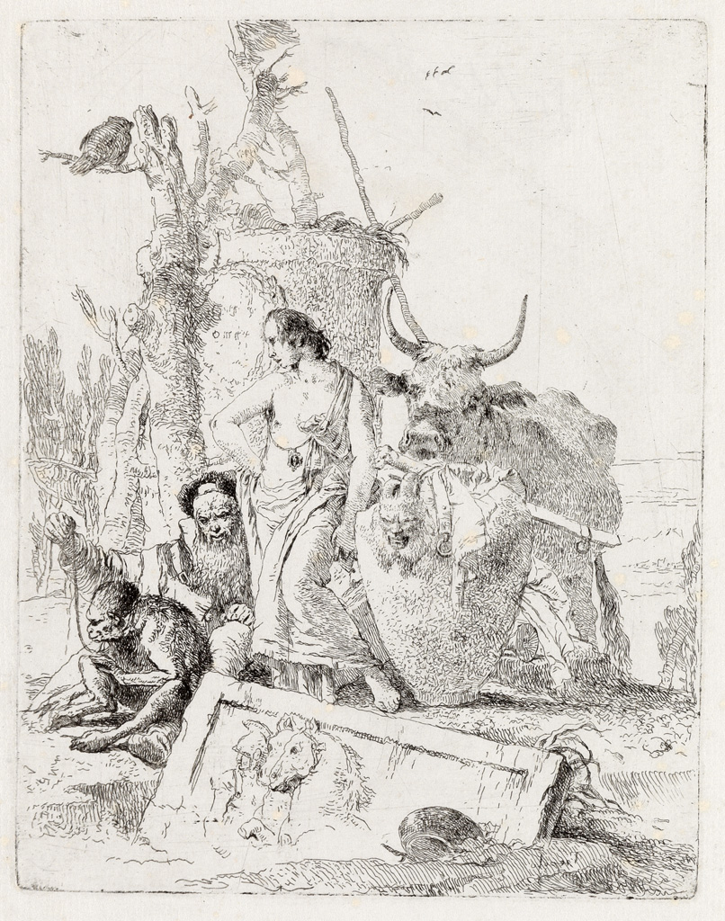 Appraisal: GIOVANNI B TIEPOLO Pastorella e vecchio con scimmia Etching circa