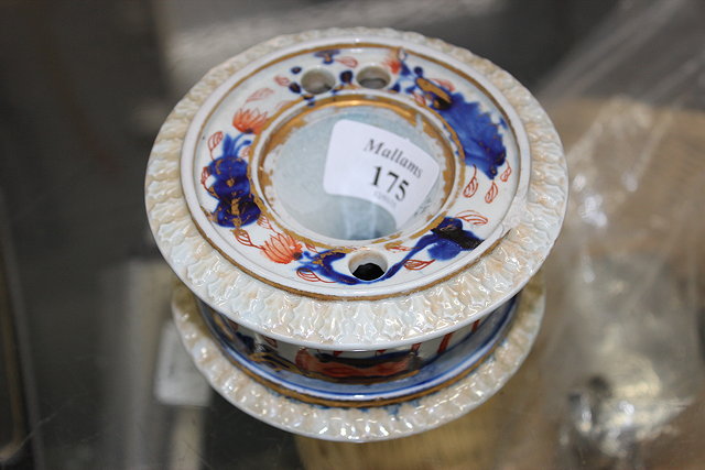 Appraisal: A TH CENTURY PORCELAIN INKWELL PEN STAND of cylindrical form