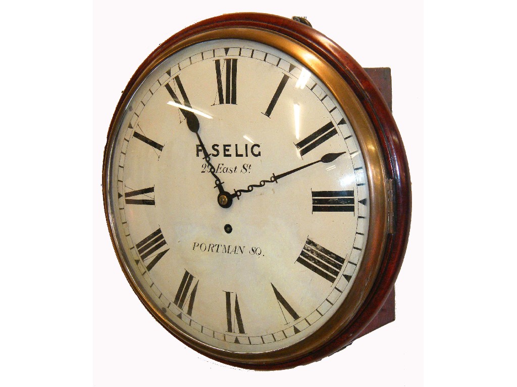 Appraisal: Good mahogany single fusee convex wall dial signed F Selig