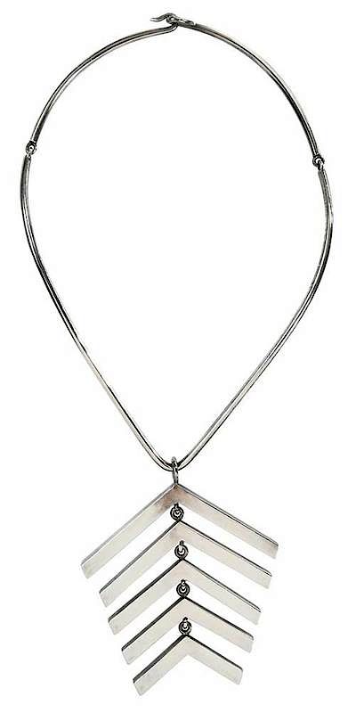 Appraisal: Puig Doria Sterling Necklace chevron design pendant stamped PUIG DORIA