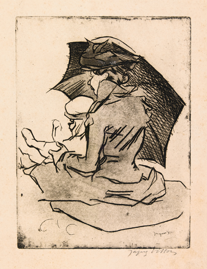 Appraisal: JACQUES VILLON Croquis de Plage M re et Enfant Aquatint