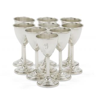 Appraisal: A SET OF NINE AMERICAN STERLING SILVER CORDIALS NATIONAL SILVER