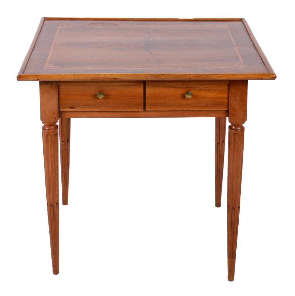 Appraisal: BIEDERMEIER PARQUETRY FRUITWOOD SIDE TABLEthe rectangular top above two short