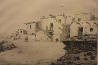 Appraisal: Albert Groll - Hopi Village Drypoint Etching Image Size x