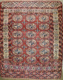 Appraisal: early th c Tekke area rug rows of guls '