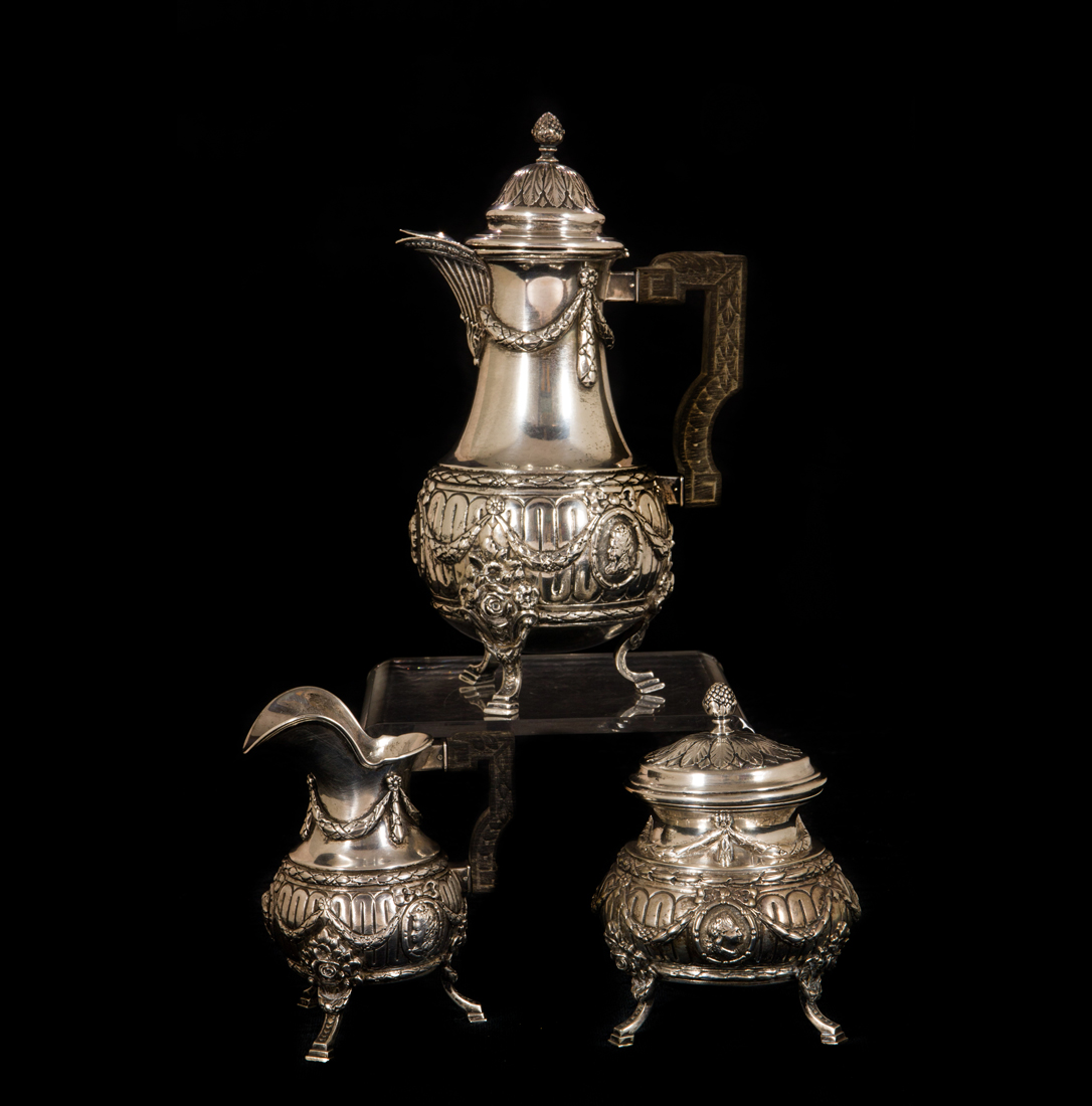 Appraisal: AN GERMAN SILVER COFFEE SET GEBRUDER GLASER An German silver