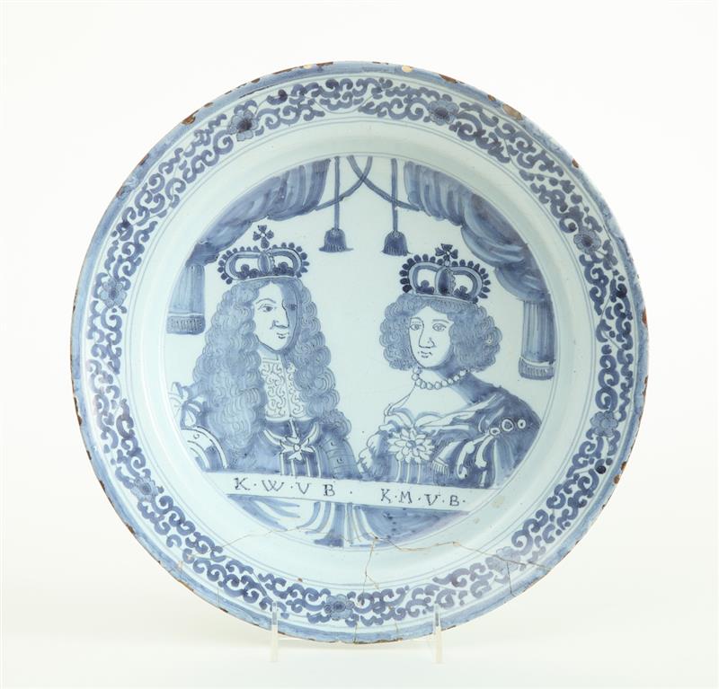 Appraisal: DUTCH BLUE AND WHITE DELFT BASIN With underglaze blue check