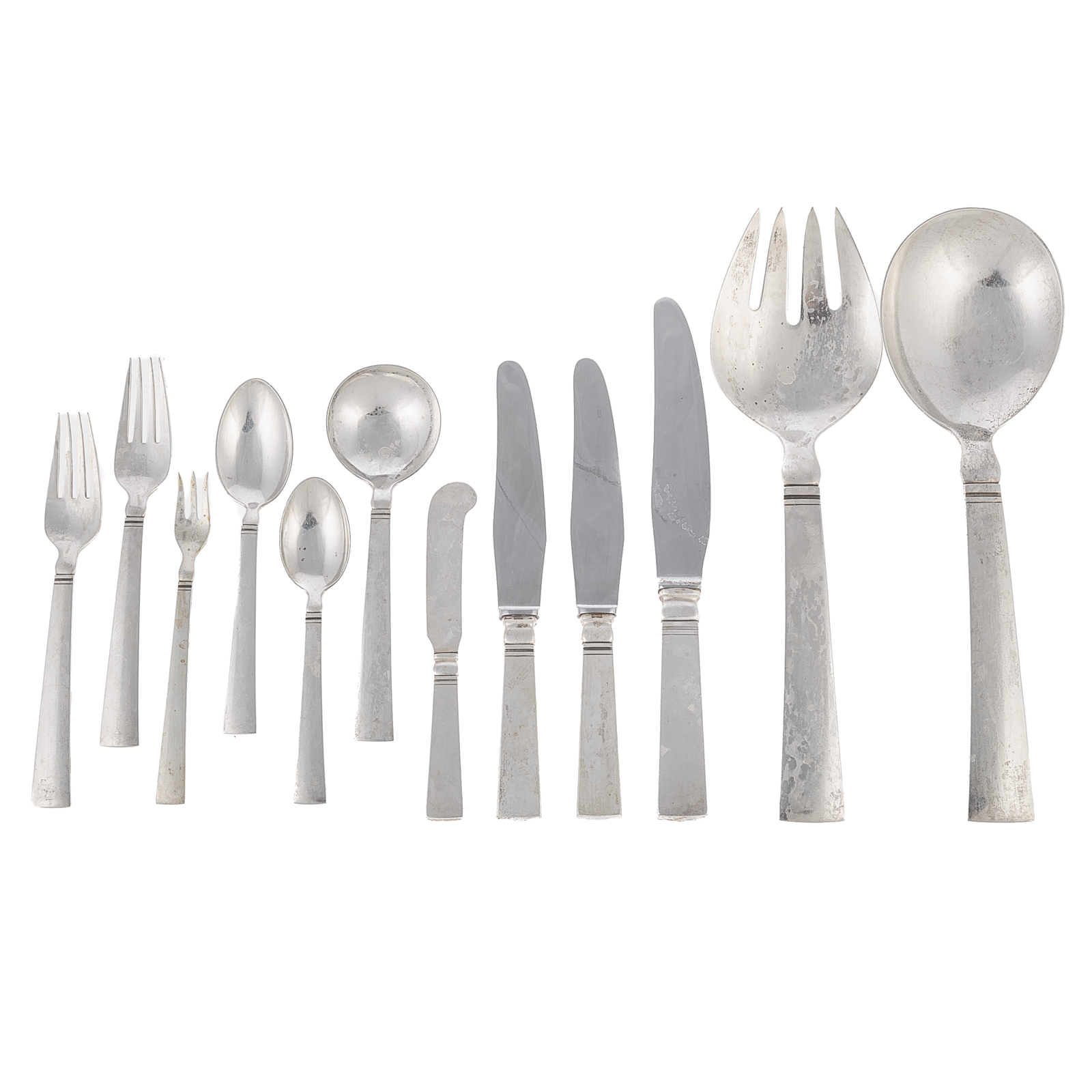 Appraisal: GEORG JENSEN STERLING ACADIA-BLOK FLATWARE SERVICE Including dinner knives dinner