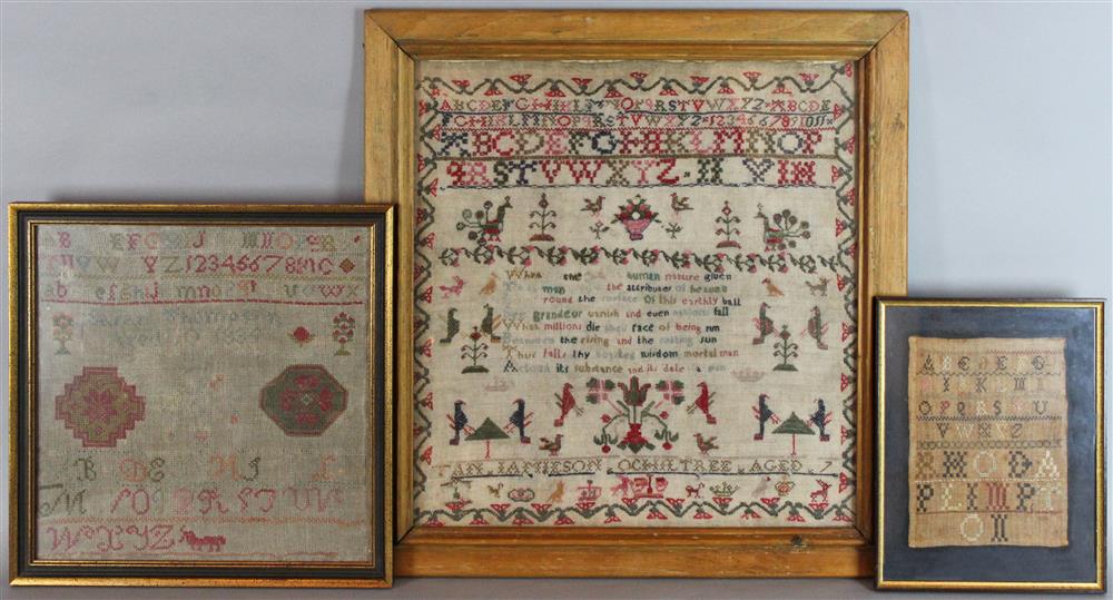 Appraisal: TH C SCOTTISH SAMPLER SIGNED TAN JAMIESON OCHILTREE AGED TOGETHER