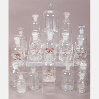 Appraisal: A Collection of Eighteen Glass Stoppered Chemical Reagent Bottles th