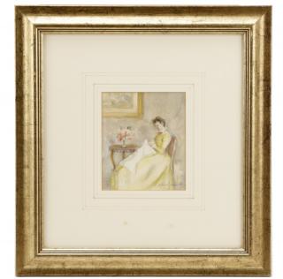 Appraisal: John Strickland Goodall Sewing Watercolor John Strickland Goodall British -