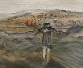 Appraisal: Sidney Nolan - Ned Kelly fabric dye and oil on