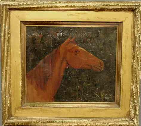 Appraisal: Oil on canvas equine portrait c signed l r RVVS