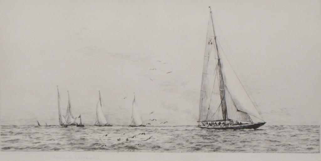 Appraisal: ROWLAND LANGMAID Sailing Yachts pencil signed with blind stamp 'Academy